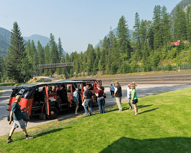 Boarding the Red Bus