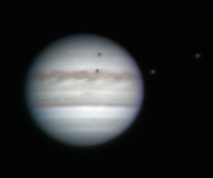 Jupiter with Europa and Io shadows