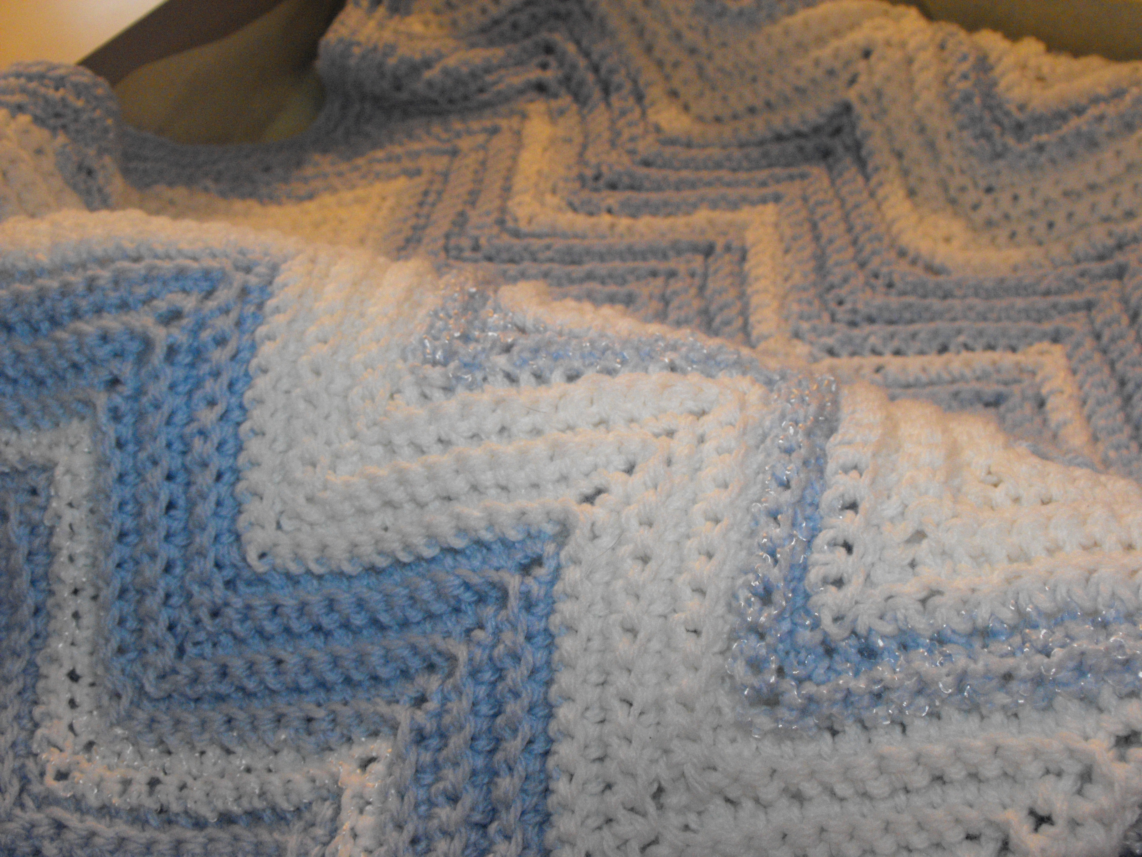 Blue & White Baby Blanket 40 x 50 $60.00 - close up of pattern