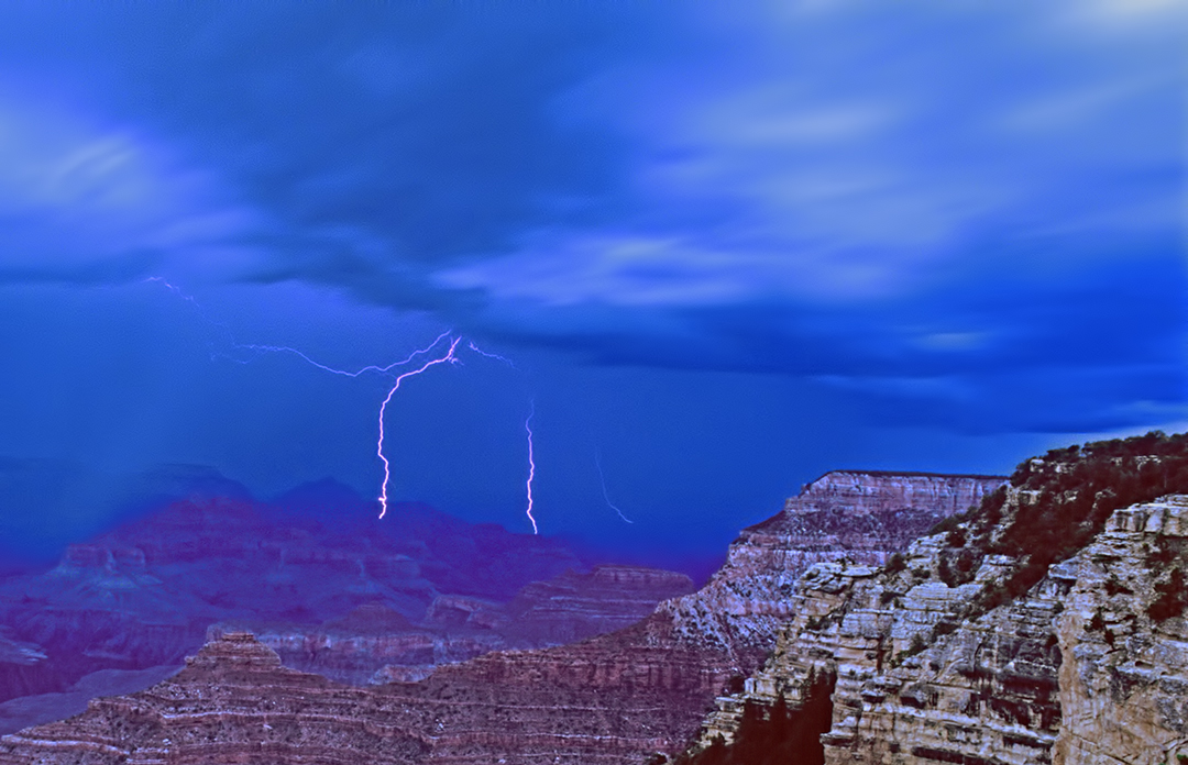 Night lightning at Yavapai Point, Grand Canyon National Park, AZ