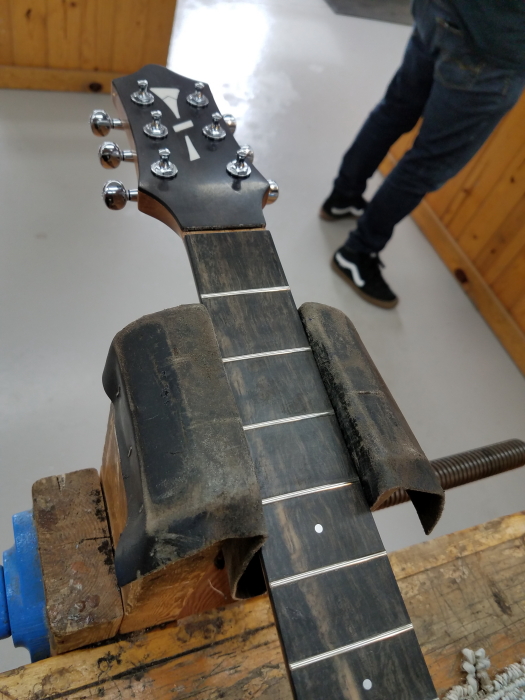 Frets installed in acoustic