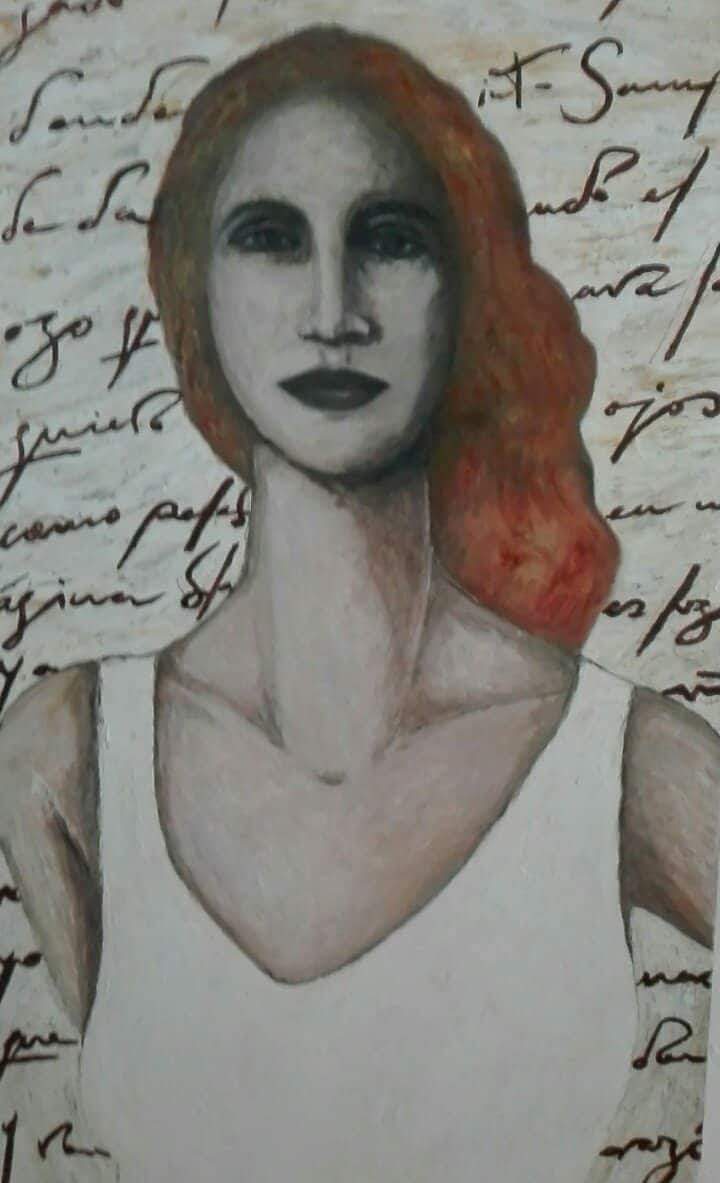 red words on a white page (detail) (sold)