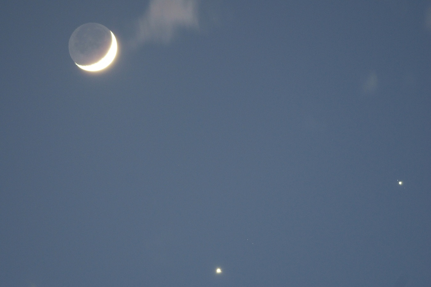 Crescent Moon, Venus, and Jupiter