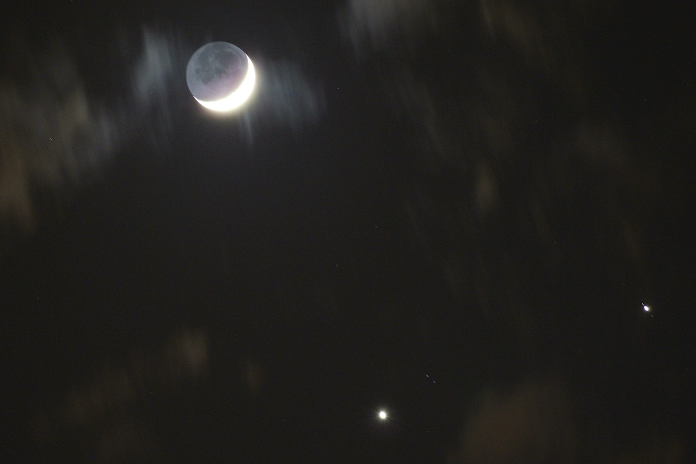 Crescent Moon, Venus, and Jupiter