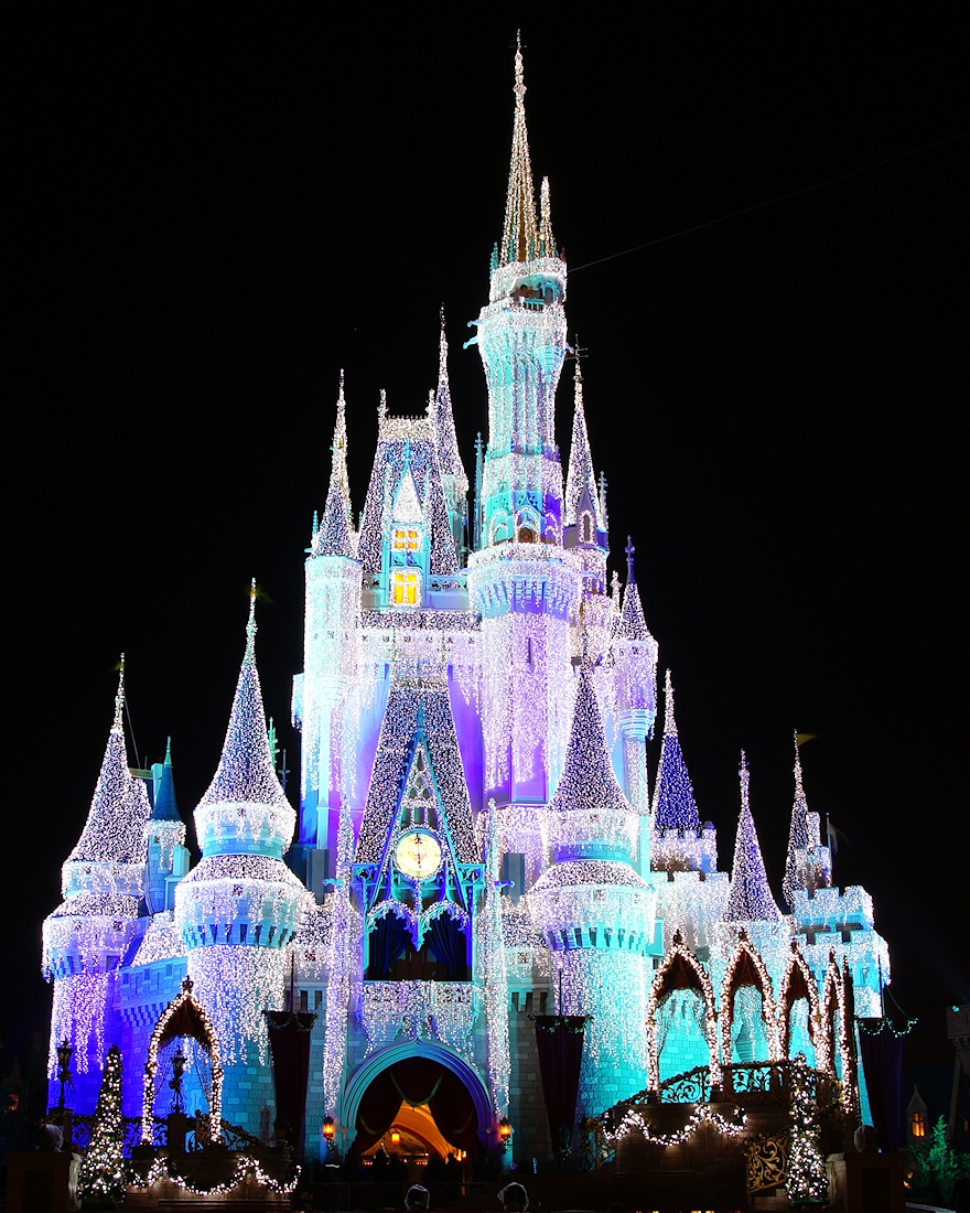 The castle in Christmas lights