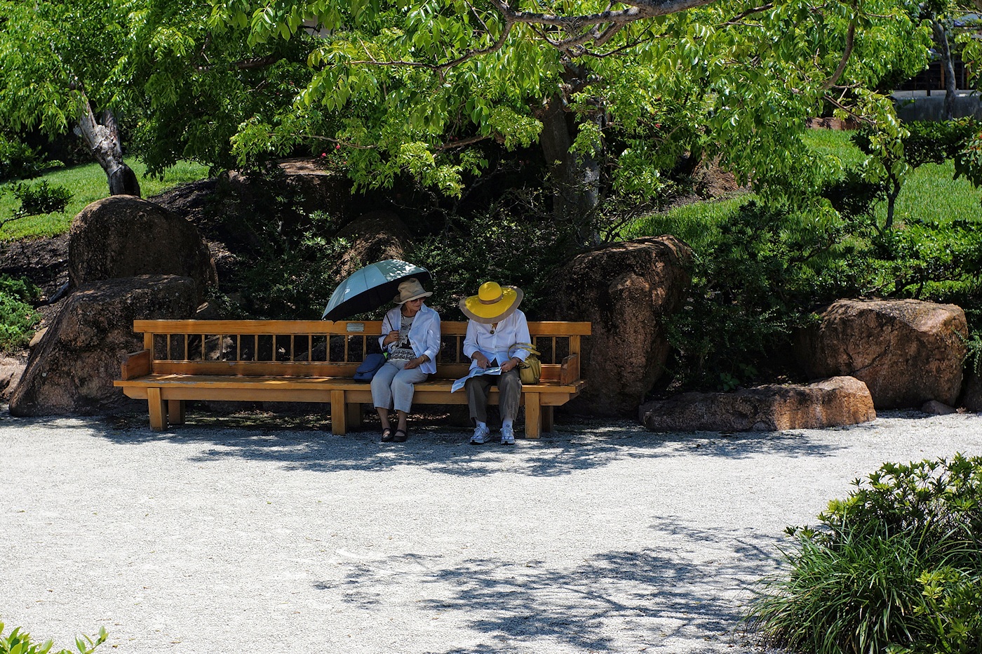 Two Japanese ladies in the garden