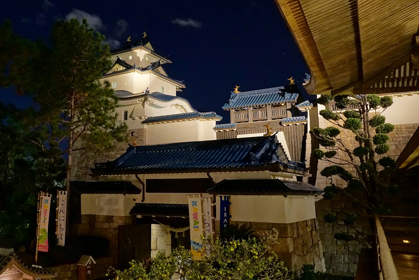 Japanese fortress at night