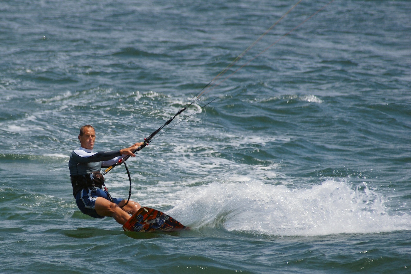 Kite boarder making way