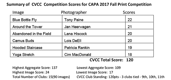 CVCC Individual Scores CAPA 2017 Fall Print Competiton