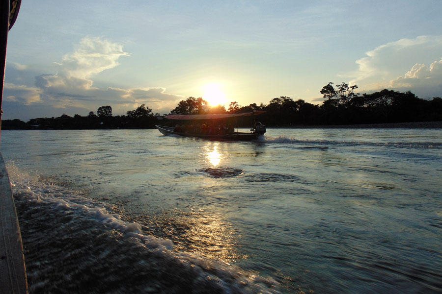 Sunset on the Napo river in the Amazon region of Ecuador
