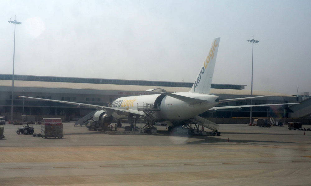 At Bangalore Airport - looks like at Boeing 777 freighter