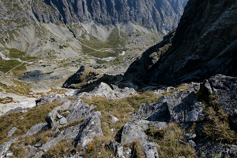 Looking down Velick Valley from Gerlach massif just above Velick Challenge, Tatra NP
