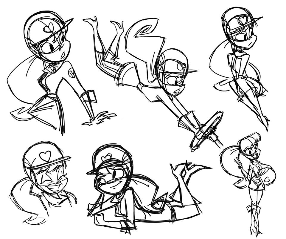 Penelope Pitstop rough character sketches