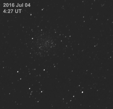 Asteroid 188 Menippe passes near globular cluster NGC 6712 - 2 1/2 hours