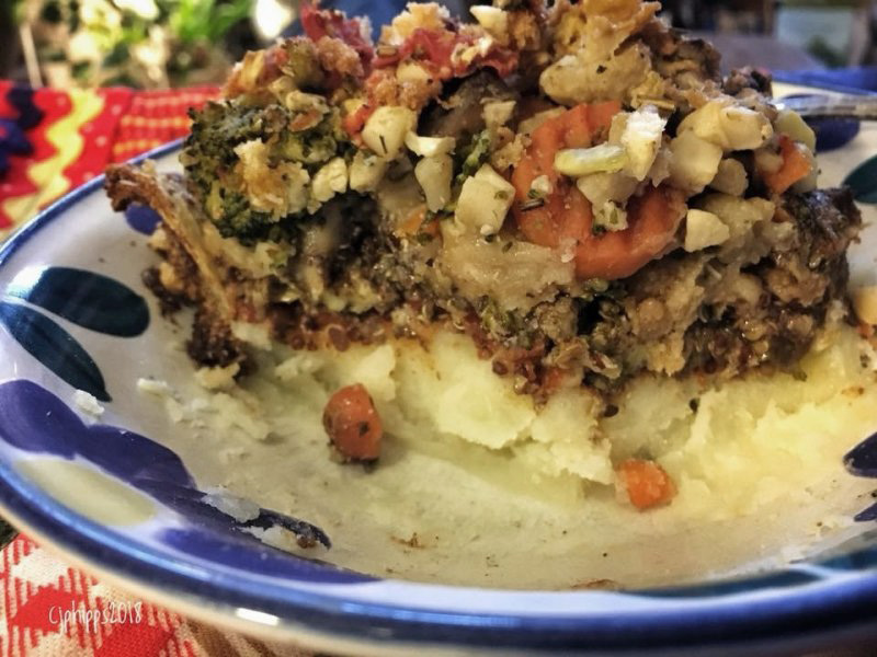 Eggplant Parmesan on bed of Mashed Potatoes