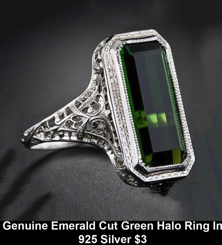 Genuine Emerald Cut Green Halo Ring In 925 Silver $3.jpg