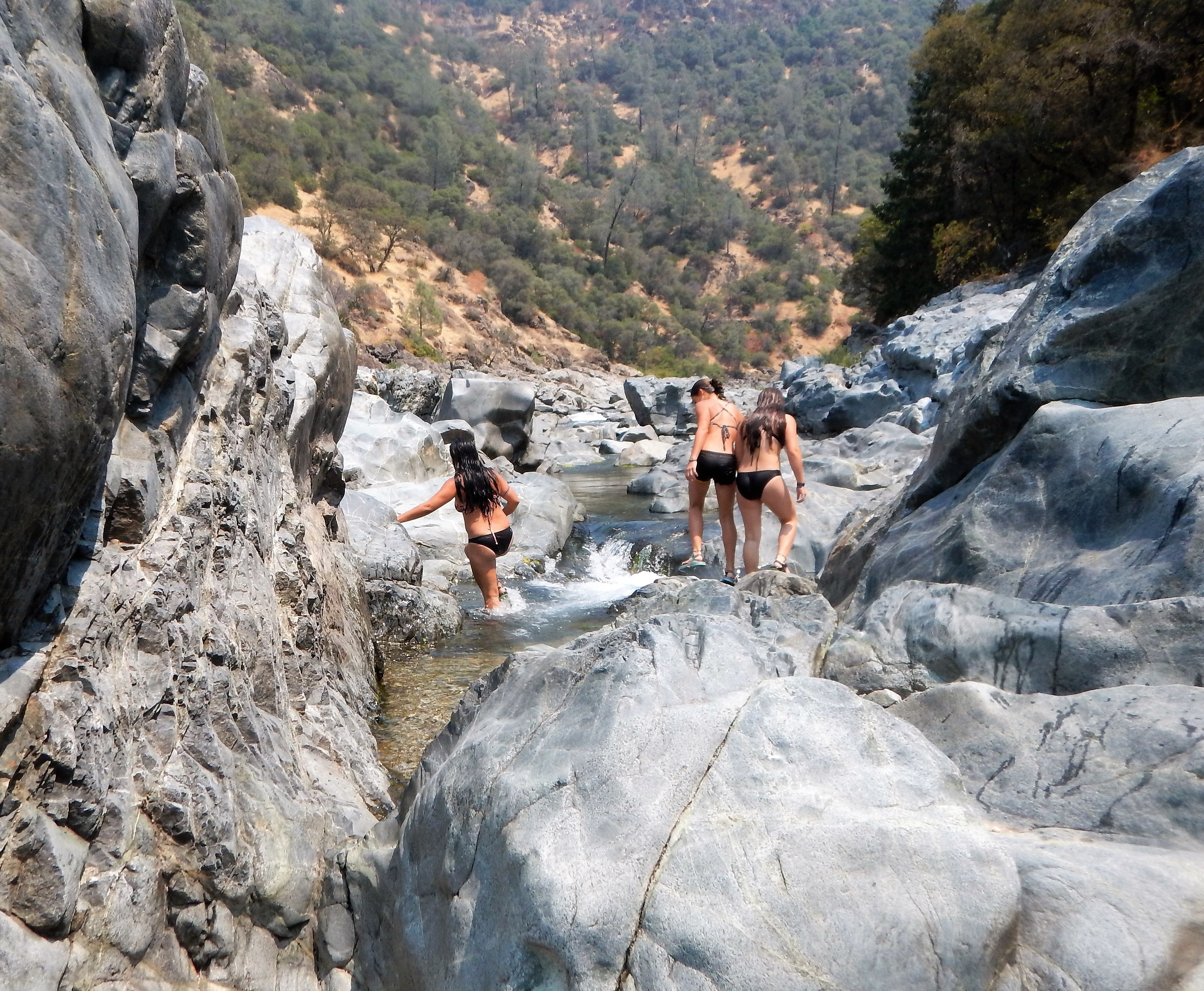 Deanna, Ella, and Emma Murchison Exploring the South Fork of the Yuba River 