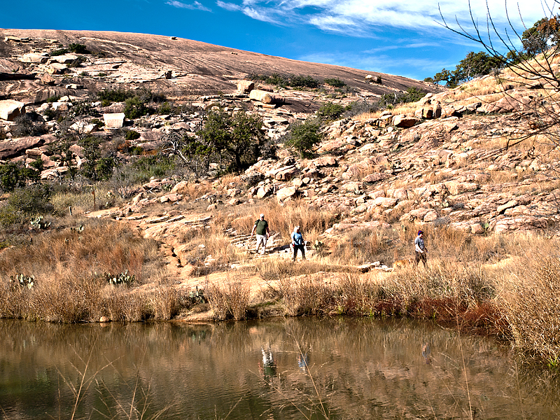 Hiking below the rock