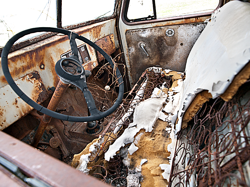 Interior of modifird Jeepster, Glen Rose, TX