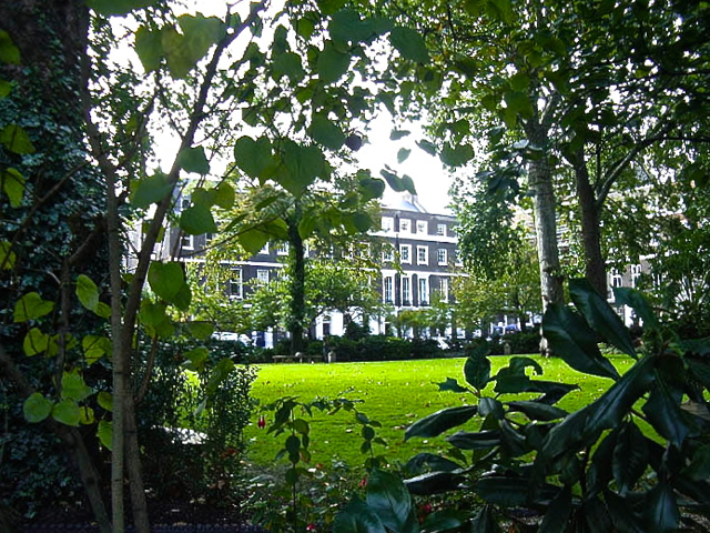 The Wallace Collection Gallery viewed through Manchester Square garden
