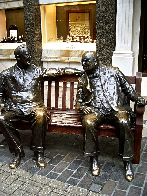 Famous men in Bond St - President Roosevelt  & Sir Winston Churchill