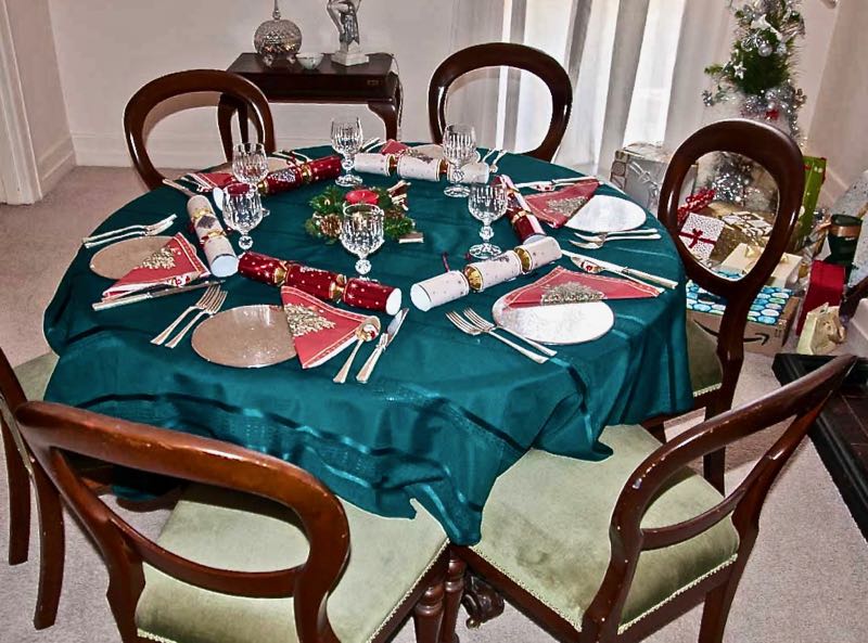 Dining table set for Christmas lunch