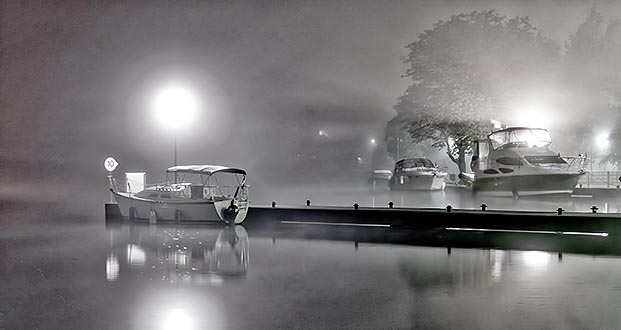 Foggy Night At The Canal Basin P1210627