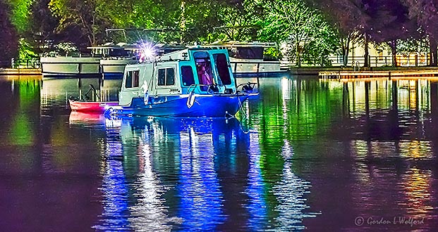 Blue Boat In The Basin At Night P1340176-82