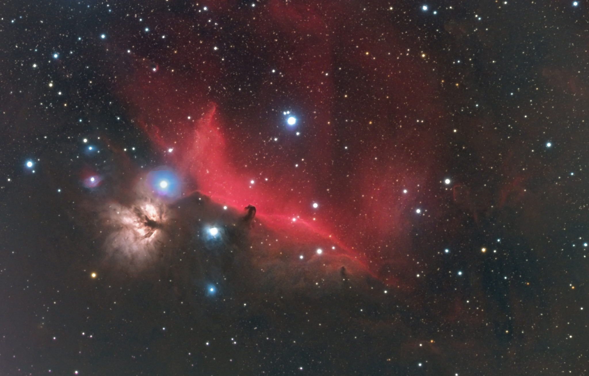 Flame and Horsehead Nebulae in Orion