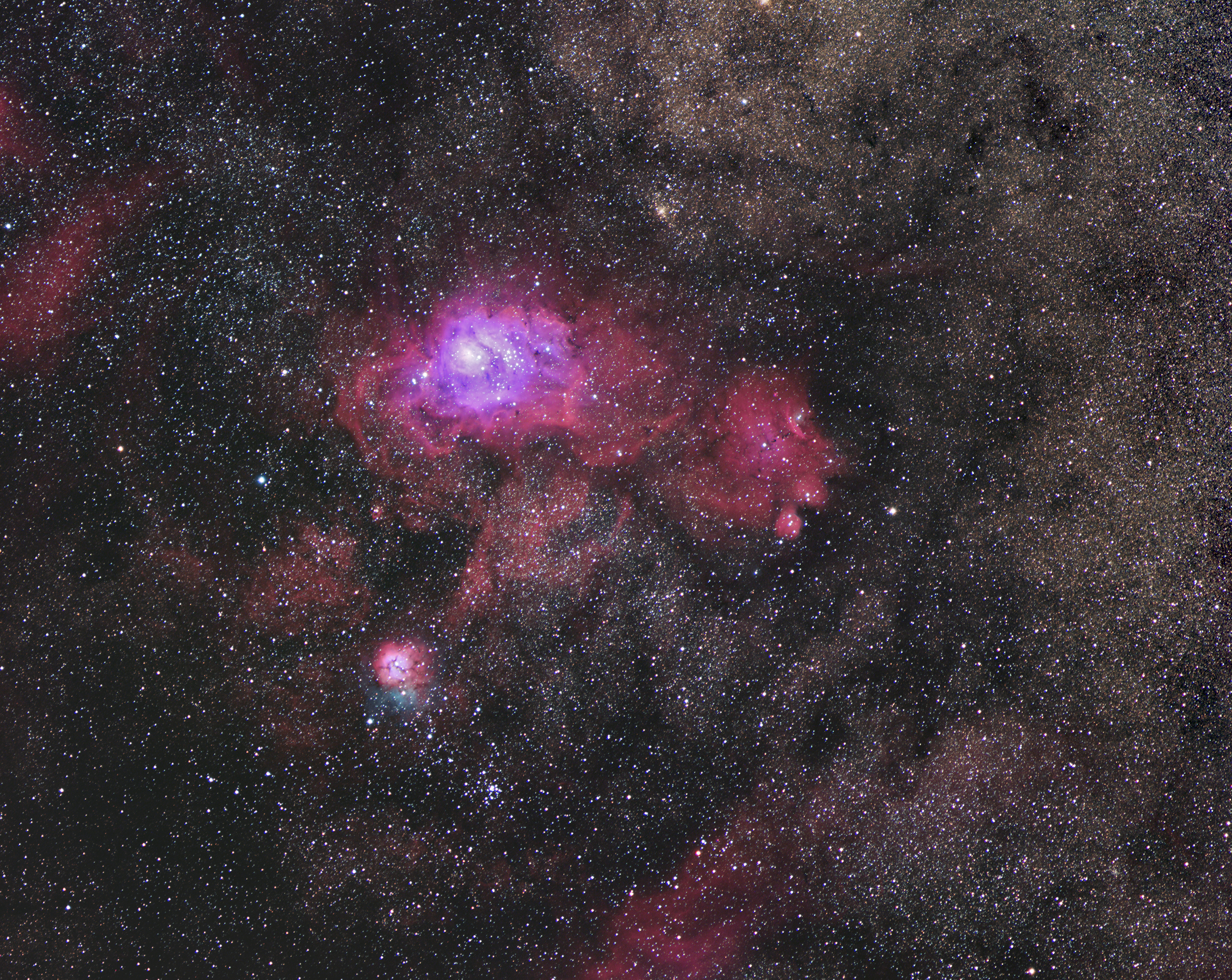 The Lagoon and Trifid Nebulas widefield