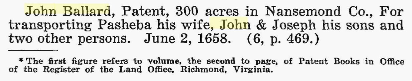 John Ballard Patent, Nansemond (June 2, 1673)