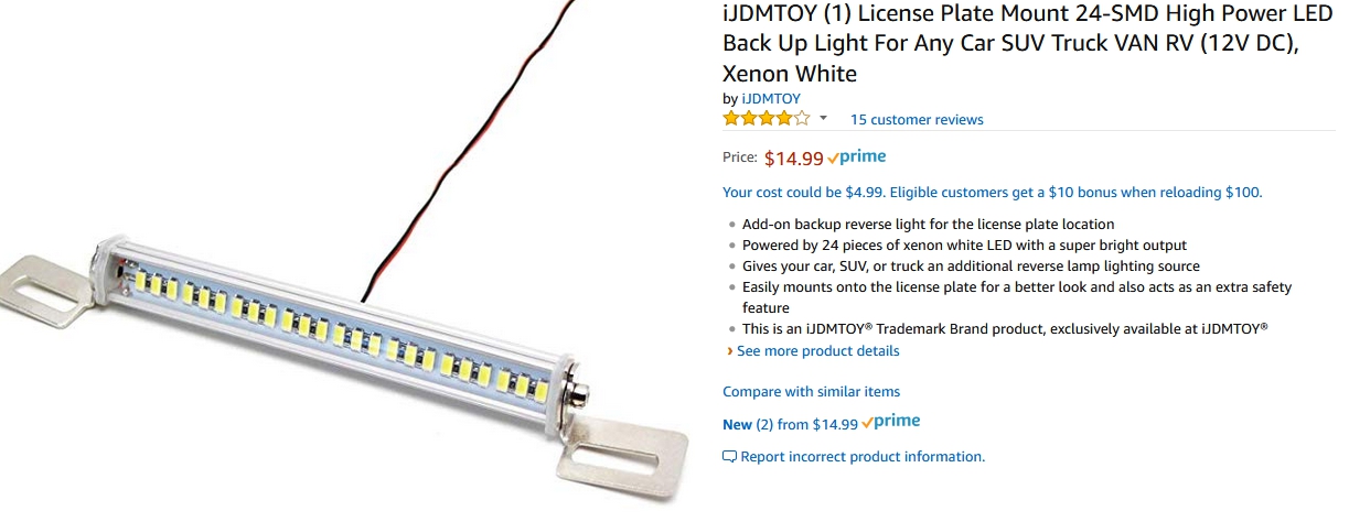 Backup Light info - Amazon