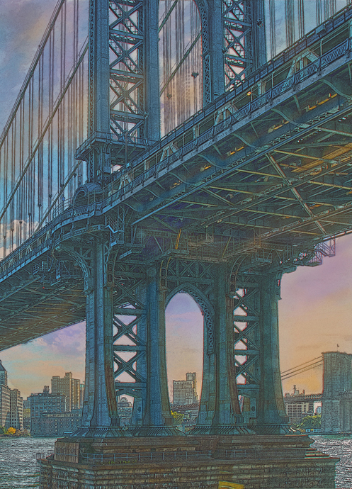  Manhattan Bridge with Photoshop artistic enhancement.