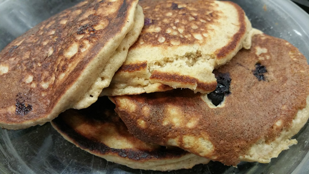 Oatmeal Banana Blueberry Walnut Pancakes!