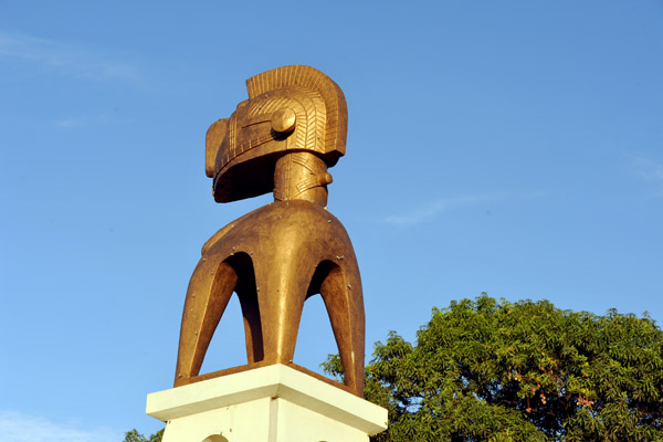 Statue of a nimba mask, the national symbol of Guinea