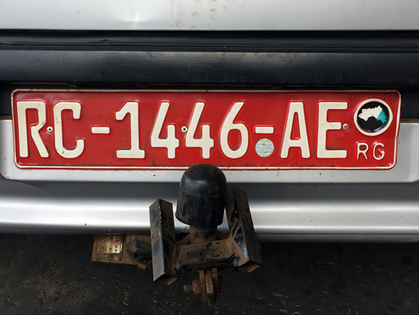 License plate, Republic of Guinea