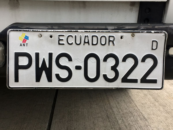 Ecuador license plate