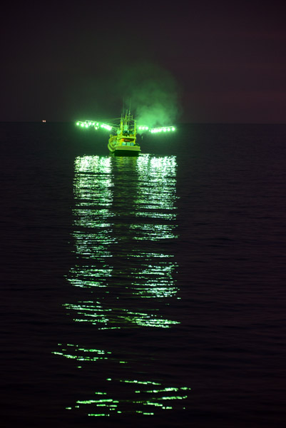 Shrimp boat at night, Thailand