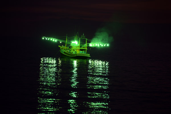 Shrimp boat at night, Thailand