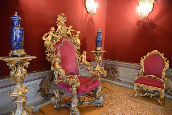 The Throne Room, Ca' Rezzonico with the 1778 throne of Pope Pius VI