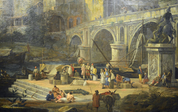 Veduta di un porto fluviale - View of a river port, Luca Carlevarijs (1663-1730)
