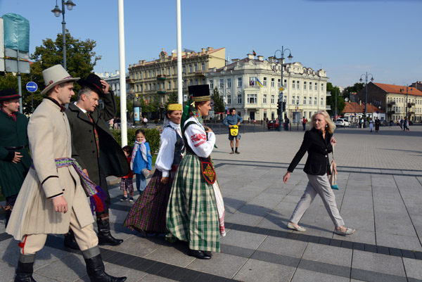 People in traditional Lithuanian costume, Katedros aikštė - Cathedral Square, Vilnius