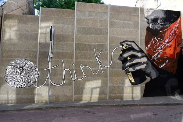Graffiti wall mural Think, Odminių g. 6, Vilnius