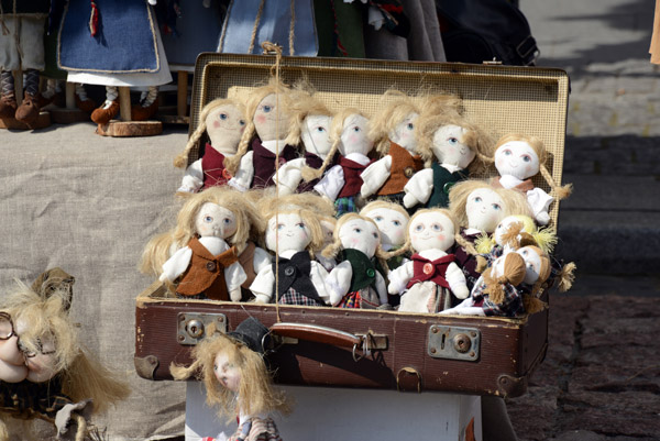 Suitcase of Lithuanian dolls, Town Hall Square market, Vilnius