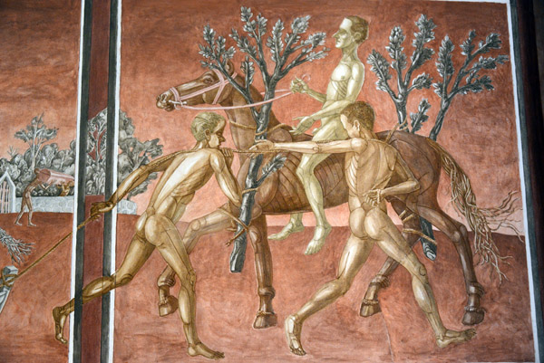 Winter: Matchmaker riding a horse decorated with birch branches to the bride's house, the first episode of a Wedding 
