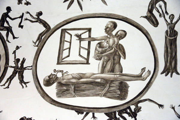 Death of the Master - the body placed on straw to be washed, the spirit kisses his body as it departs