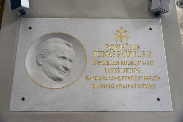 Memorial plaque to the papal visit of Pope John Paul II in 1993