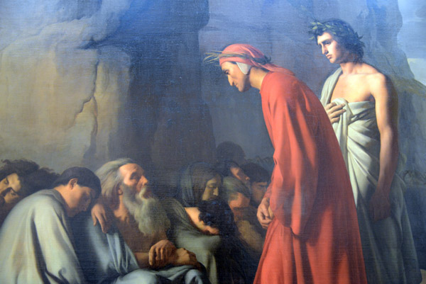Dante, escorted by Virgil, offers consolations to the souls of the envious, Hippolyte Flandrin 1835