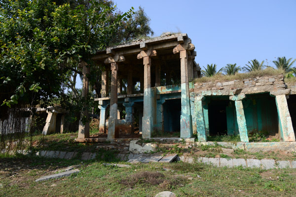 Ruins in Hampi Bazar still showing some paint