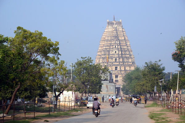 The main avenue of the ruins of Hampi Bazar leading to the Virupaksha Temple to the west